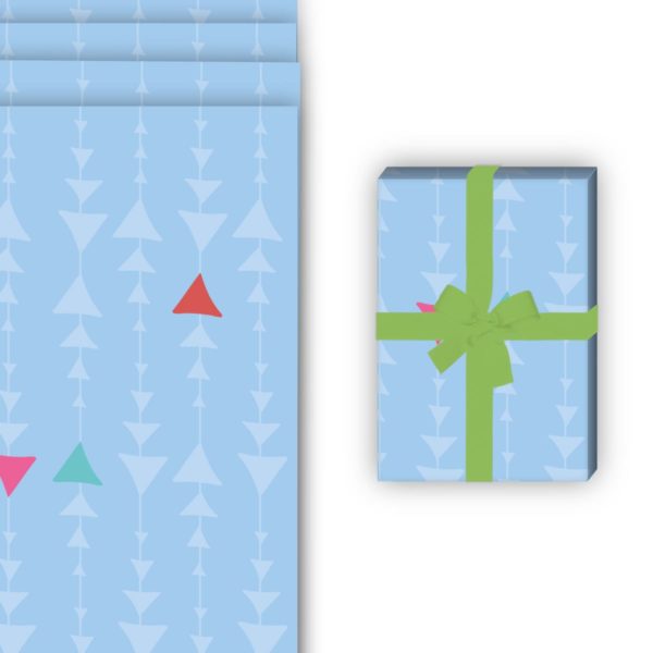 Designer Geschenkverpackung: Modernes Geschenkpapier mit grafischen von Kartenkaufrausch in hellblau