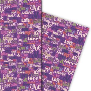 Liebes Geschenkverpackung: Typografisches Vintage Liebes Geschenkpapier von Kartenkaufrausch in lila