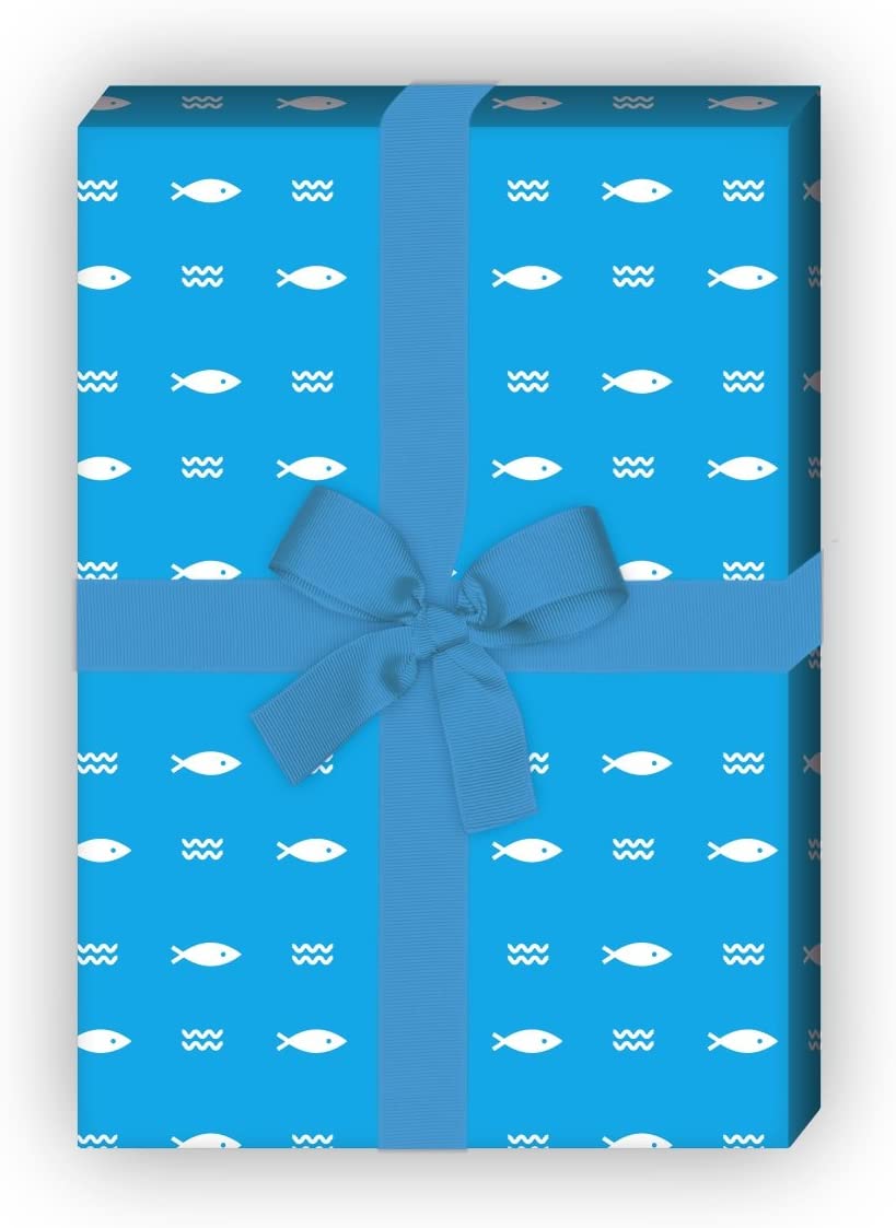 Kartenkaufrausch: Grafisch reduziertes Geschenkpapier mit aus unserer Tier Papeterie in blau