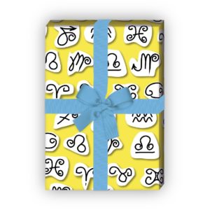 Kartenkaufrausch: Horoskop Geschenkpapier mit grafischen aus unserer Designer Papeterie in gelb
