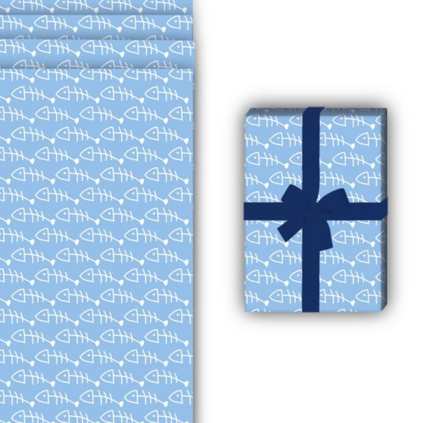 Designer Geschenkverpackung: Fischkopp Geschenkpapier mit grafischen von Kartenkaufrausch in hellblau