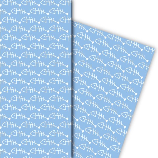 Kartenkaufrausch: Fischkopp Geschenkpapier mit grafischen aus unserer Designer Papeterie in hellblau