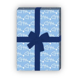 Kartenkaufrausch: Fischkopp Geschenkpapier mit grafischen aus unserer Designer Papeterie in hellblau
