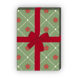 Weihnachtsgeschenke verpacken mit: Edles grafisches Weihnachts Geschenkpapier mit Weihnachtsstern, grün, jetzt online kaufen