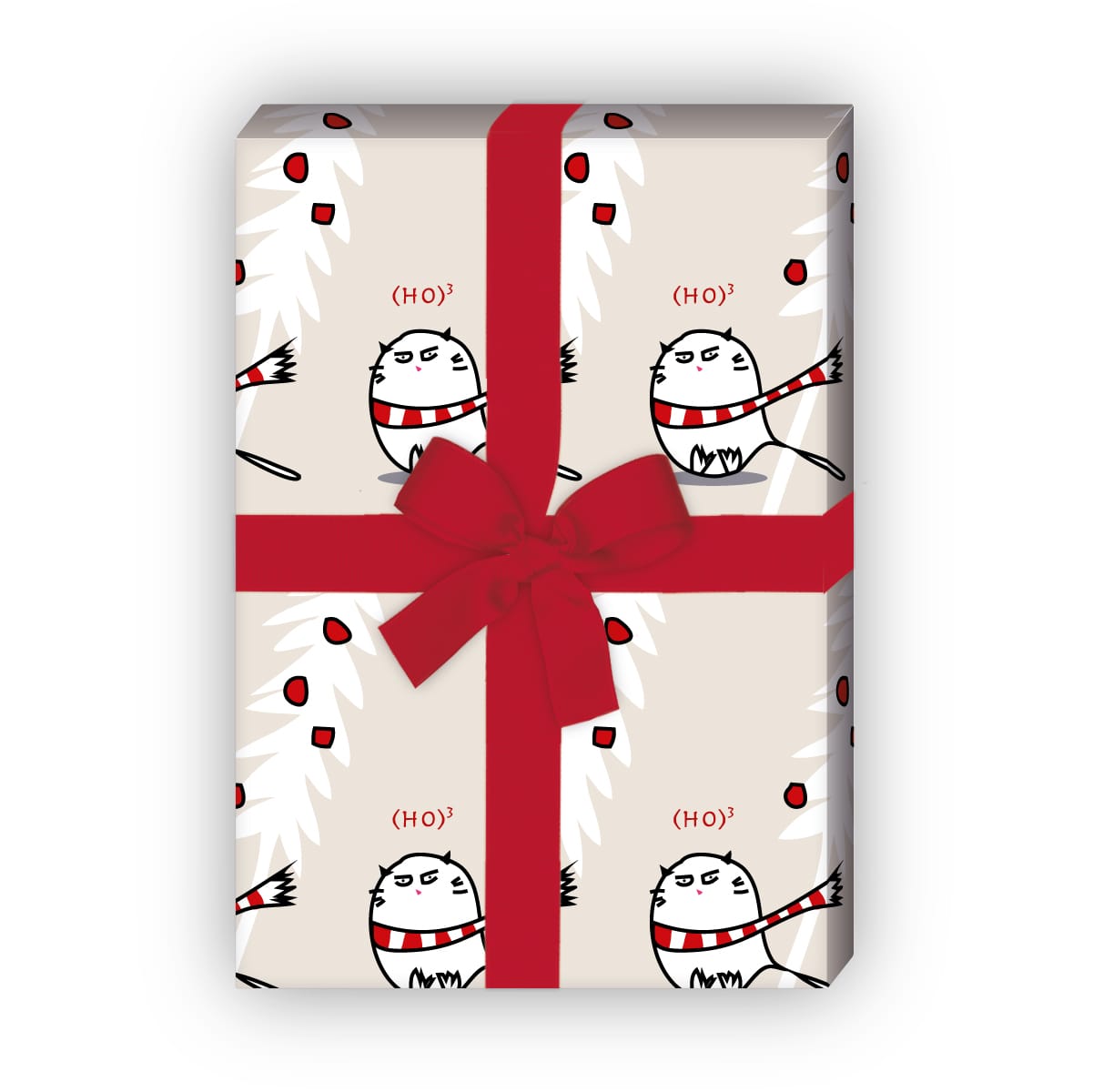 Weihnachtsgeschenke verpacken mit: Lustiges Katzen Weihnachts Geschenkpapier mit Weihnachtsbäumen "(Ho)3", in beige jetzt online kaufen