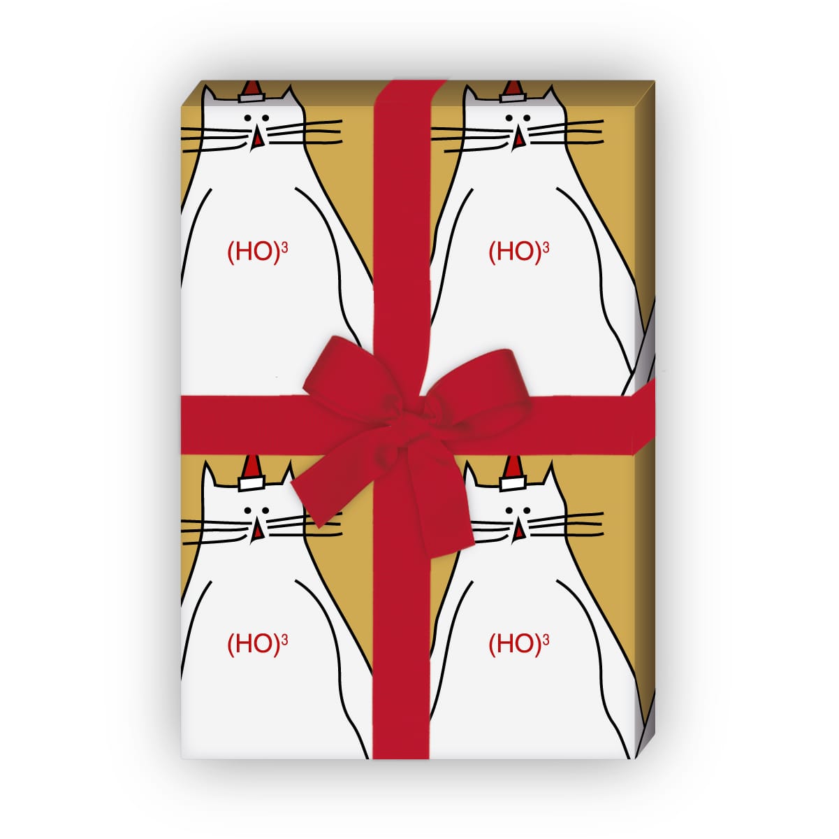 Geschenkverpackung Weihnachten: Designer Katzen Weihnachts Geschenkpapier "(Ho)3", in beige jetzt online kaufen