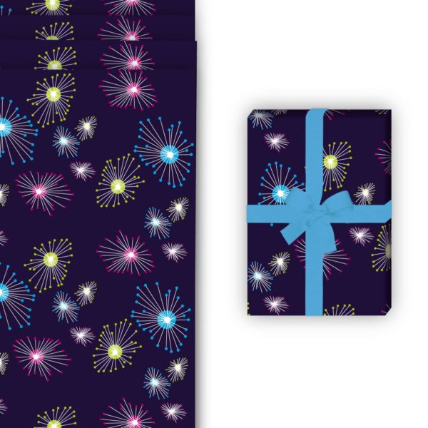 Weihnachts Geschenkverpackung: Feuerwerks Geschenkpapier nicht nur von Kartenkaufrausch in multicolor