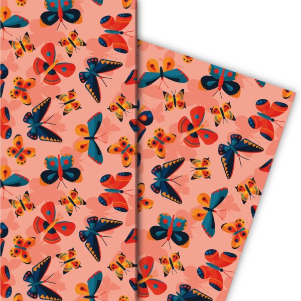 Kartenkaufrausch: Schmetterlings Geschenkpapier im Retro aus unserer Tier Papeterie in orange