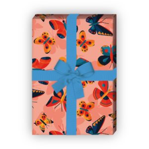 Kartenkaufrausch: Schmetterlings Geschenkpapier im Retro aus unserer Tier Papeterie in orange