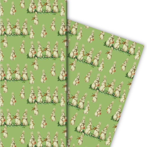 Kartenkaufrausch: Süßes Vintage Oster Geschenkpapier aus unserer Baby Papeterie in grün