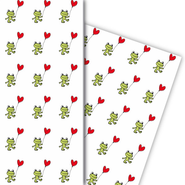 Kartenkaufrausch: Romantisches Frosch Geschenkpapier mit aus unserer Geburtstags Papeterie in multicolor