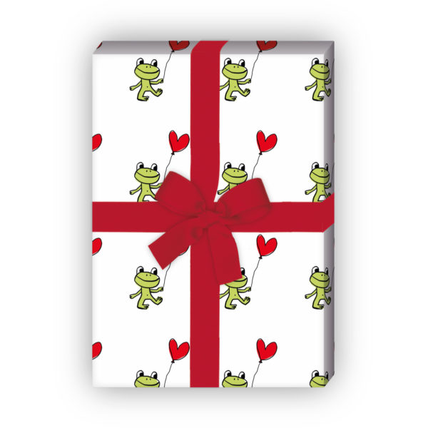 Kartenkaufrausch: Romantisches Frosch Geschenkpapier mit aus unserer Geburtstags Papeterie in multicolor