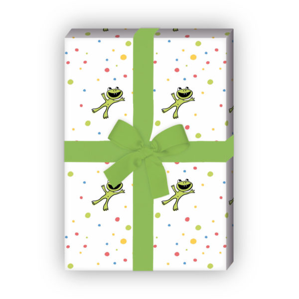 Kartenkaufrausch: Fröhliches Frosch Geschenkpapier mit aus unserer Geburtstags Papeterie in multicolor