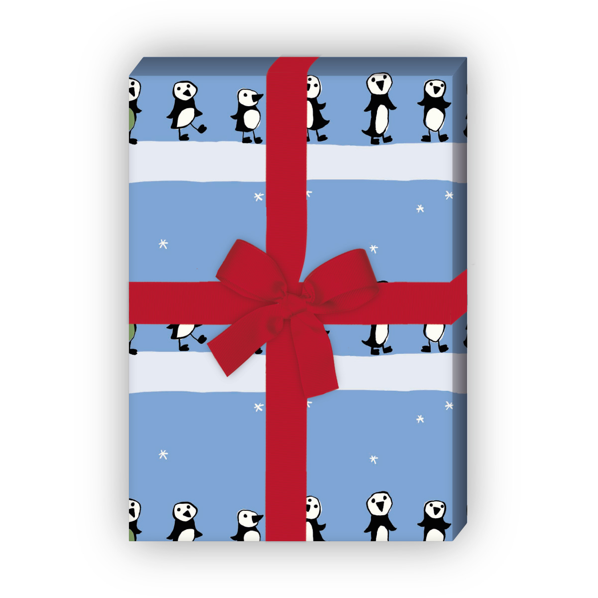 Kartenkaufrausch: Lustiges Pinguin Geschenkpapier für aus unserer Weihnachts Papeterie in multicolor