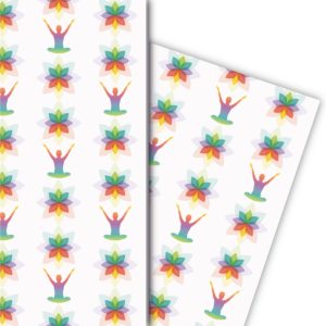 Kartenkaufrausch: Buntes yoga Meditations Geschenkpapier aus unserer Sport Papeterie in multicolor
