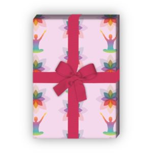 Kartenkaufrausch: Buntes yoga Meditations Geschenkpapier aus unserer Sport Papeterie in rosa