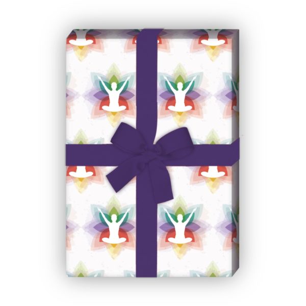 Kartenkaufrausch: Buntes Yoga Geschenkpapier mit aus unserer Sport Papeterie in multicolor