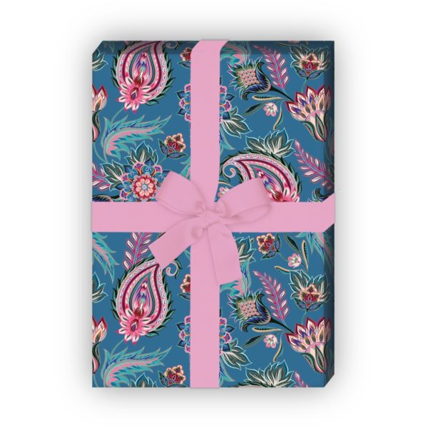 Kartenkaufrausch: Edles Geschenkpapier mit üppigem aus unserer florale Papeterie in blau