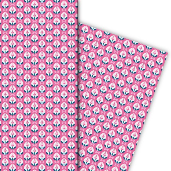 Kartenkaufrausch: Klein gemustertes Geschenkpapier mit aus unserer florale Papeterie in rosa