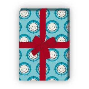 Kartenkaufrausch: Fröhliches Kinder Geschenkpapier mit aus unserer Kinder Papeterie in hellblau