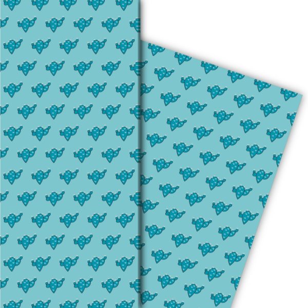 Kartenkaufrausch: Schickes Geschenkpapier mit Kakteen aus unserer Natur Papeterie in blau