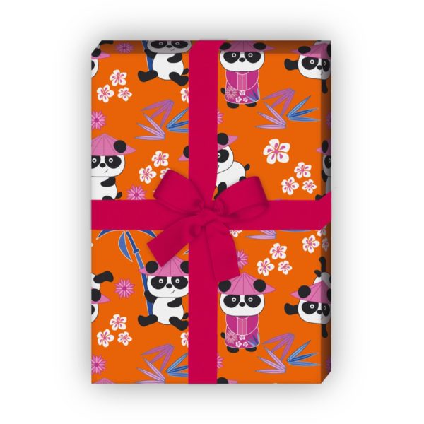Kartenkaufrausch: Schickes Asien Geschenkpapier mit aus unserer Tier Papeterie in orange