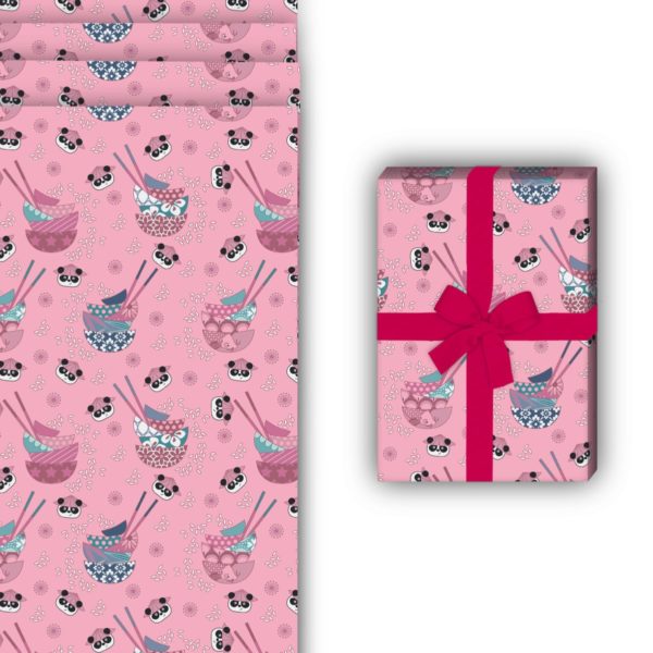 Tier Geschenkverpackung: Tolles Asien Geschenkpapier mit von Kartenkaufrausch in rosa