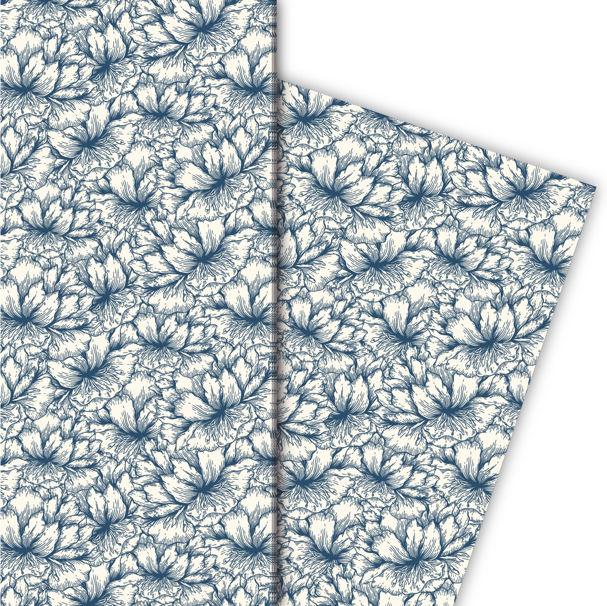 Kartenkaufrausch: Florales Geschenkpapier mit üppigen aus unserer florale Papeterie in blau