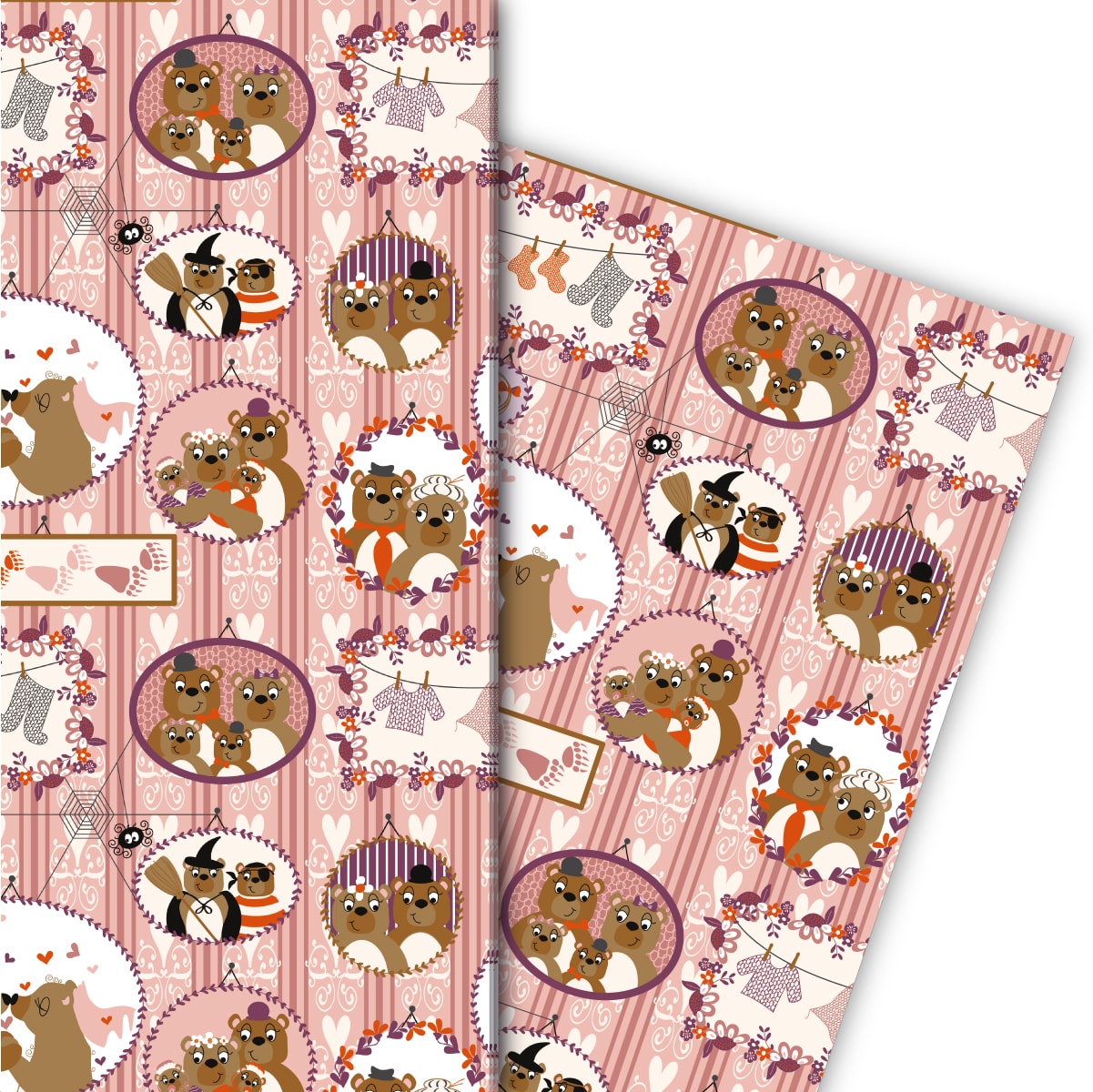 Kartenkaufrausch: Lustiges Streifen Hochzeits Geschenkpapier aus unserer Hochzeits Papeterie in multicolor