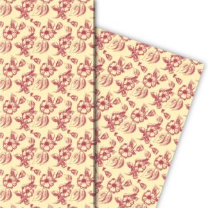 Kartenkaufrausch: Klassisches Retro Streublumen Geschenkpapier aus unserer florale Papeterie in rot