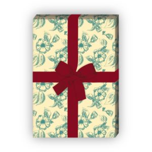 Kartenkaufrausch: Klassisches Retro Streublumen Geschenkpapier aus unserer florale Papeterie in grün
