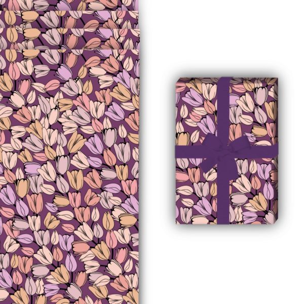 florale Geschenkverpackung: Klassisches Frühlings Geschenkpapier mit von Kartenkaufrausch in lila