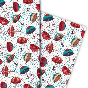 Kartenkaufrausch: Fröhliches Regen Geschenkpapier mit aus unserer Herbst Papeterie in rot