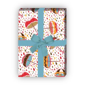 Kartenkaufrausch: Fröhliches Regen Geschenkpapier mit aus unserer Herbst Papeterie in rosa