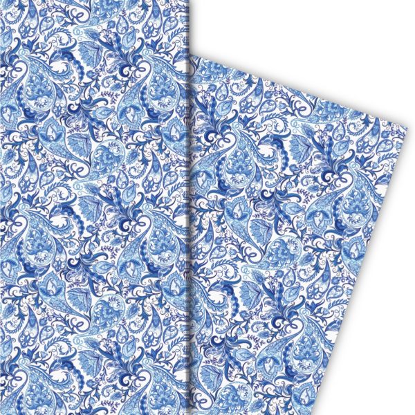Kartenkaufrausch: Klein gemustertes Geschenkpapier mit aus unserer Designer Papeterie in blau