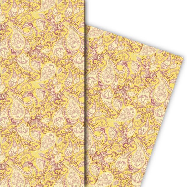 Kartenkaufrausch: Klein gemustertes Geschenkpapier mit aus unserer Designer Papeterie in gelb