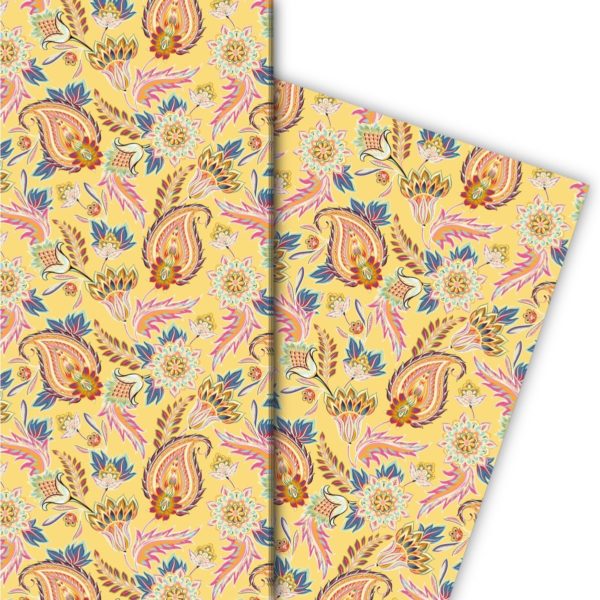 Kartenkaufrausch: Edles Geschenkpapier mit üppigem aus unserer florale Papeterie in gelb