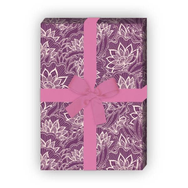Kartenkaufrausch: Tolles Blüten Geschenkpapier in aus unserer Geburtstags Papeterie in lila