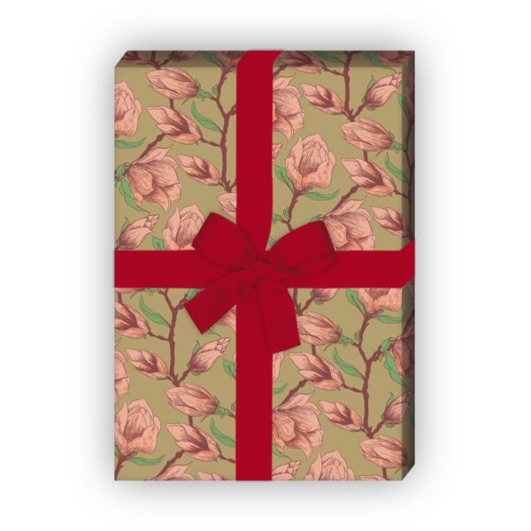 Kartenkaufrausch: Elegantes Magnolien Geschenkpapier mit aus unserer florale Papeterie in beige