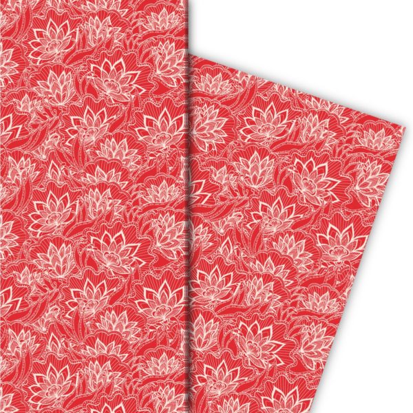 Kartenkaufrausch: Tolles Blüten Geschenkpapier in aus unserer Geburtstags Papeterie in rot