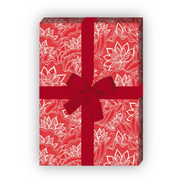 Kartenkaufrausch: Tolles Blüten Geschenkpapier in aus unserer Geburtstags Papeterie in rot