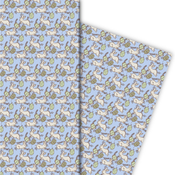 Kartenkaufrausch: Schönes Oster Geschenkpapier mit aus unserer Oster Papeterie in hellblau