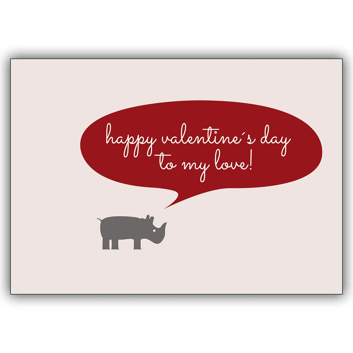 Lustige Valentinskarte mit Nashorn: Happy Valentine’s day