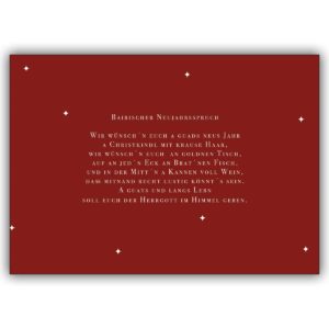 Klassische rote Weihnachtskarte mit original bayrischem Spruch