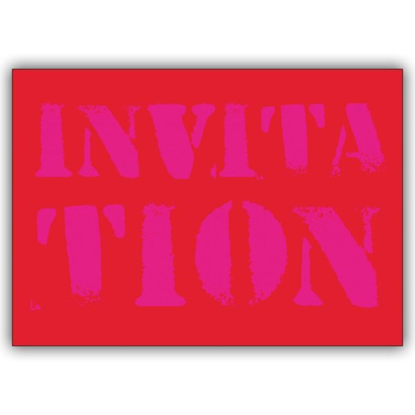 Rote Party Einladungskarte "Invitation"