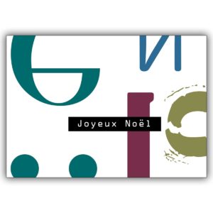 Französische Weihnachtskarte im Buchstaben-Look: Joyeux Noël