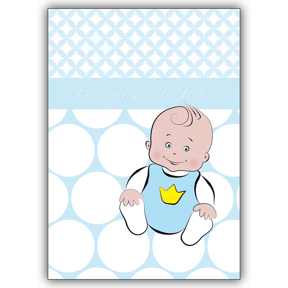 Niedliche Tauf Einladungskarte für Jungen mit Baby-Boy mit Krone