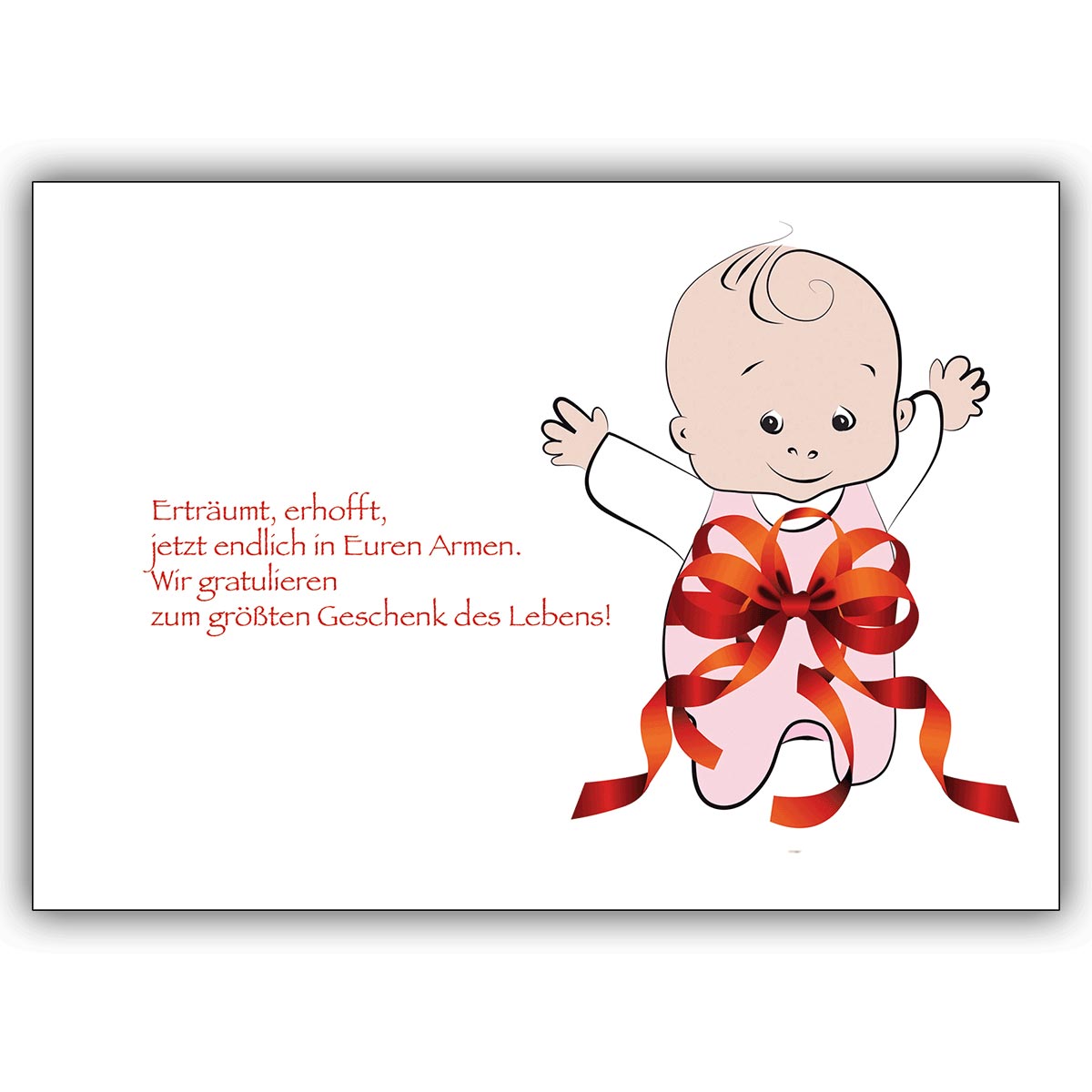 Liebevolle Babykarte Zur Geburt Eines Madchen Mit Schleife Kartenkaufrausch De