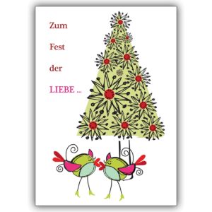 Liebevolle Weihnachtskarte mit Vögeln: zum Fest der Liebe
