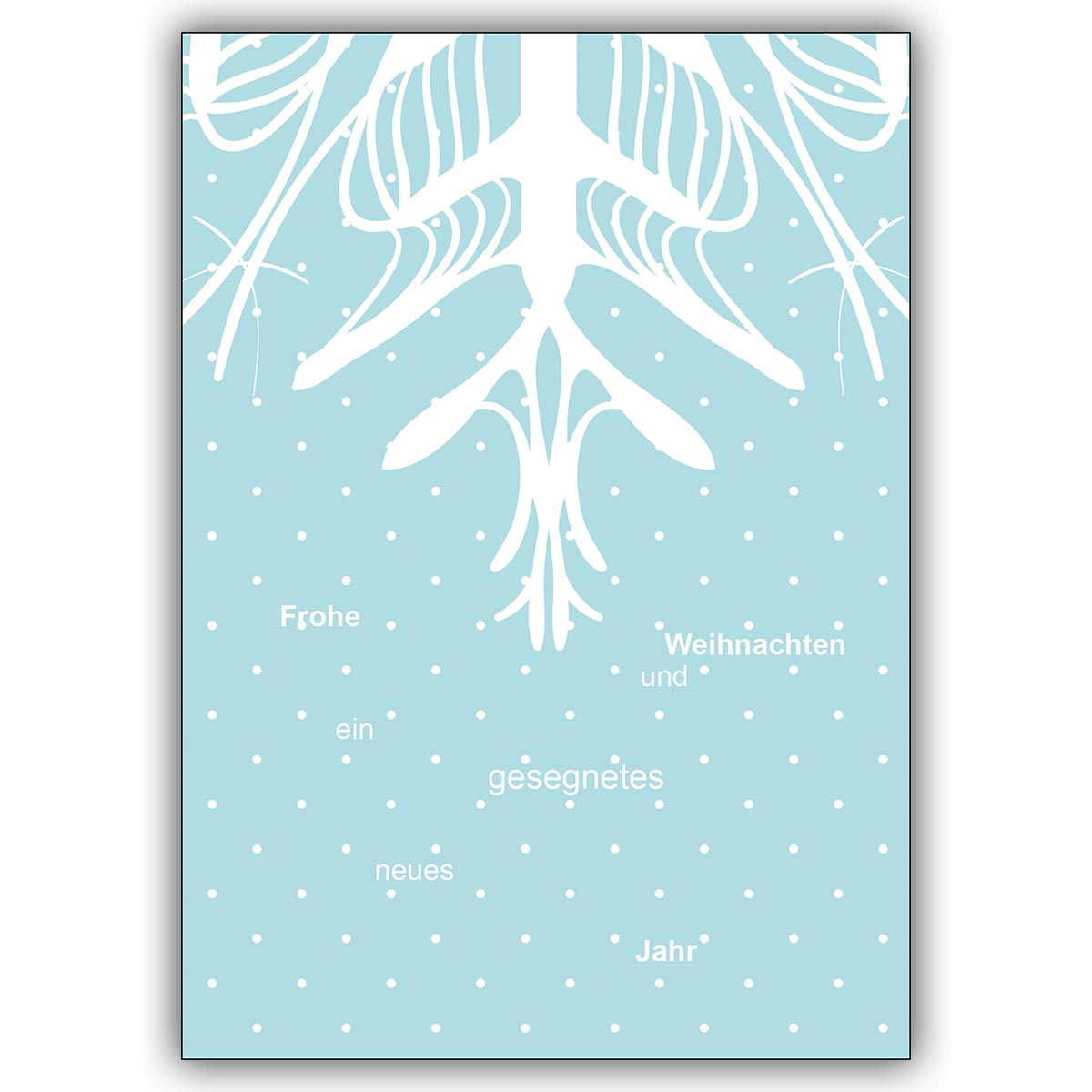 Coole Weihnachtskarte mit Schneeflocke und gestreuter Typo